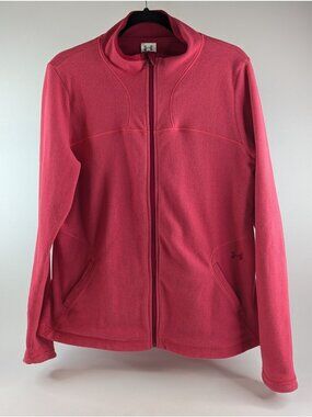 Under Armour Womens XL Pink Fleece Full Zip Jacket Pockets Sweatshirt Fleece UA